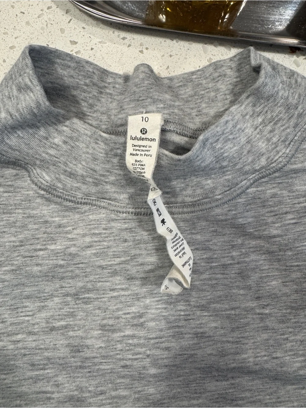 lululemon athletica Heather Gray Short Sleeve Mock Neck Top